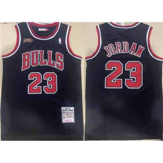 Men Chicago Bulls #23 Michael Jordan Black 1997 98 Throwback Champions Stitched Jersey
