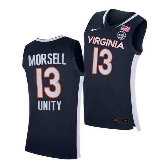 Virginia Cavaliers Casey Morsell Virginia Cavaliers Navy Unity 2021 Road Secondary Logo Jersey