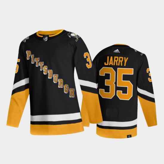 Men Pittsburgh Penguins #35 Tristan Jarry 2021 2022 Black Stitched Jersey