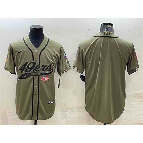 Men San Francisco 49ers Blank Olive Salute To Service Cool Base Stitched Baseball Jersey
