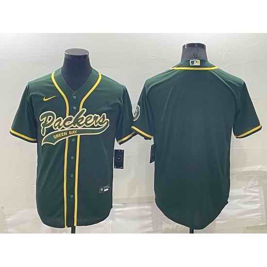 Men Green Bay Packers Blank Green Cool Base Stitched Baseball Jersey