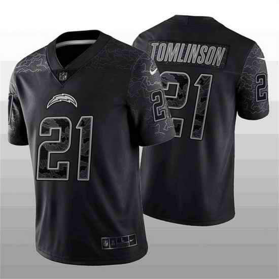 Men Los Angeles Chargers #21 LaDainian Tomlinson Black Reflective Limited Stitched Football Jersey