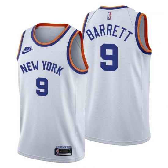 Youth New York Knicks #9 RJ Barrett Men Nike Releases Classic Edition NBA 75th Anniversary Jersey White