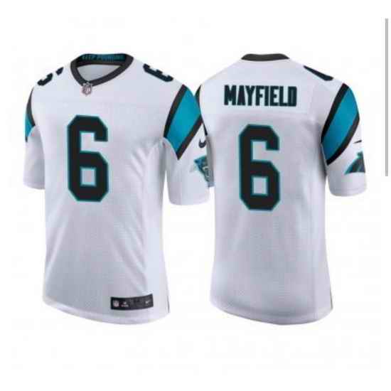 Men Nike Carolina Panthers #6 Baker Mayfield White Vapor Limited Jersey