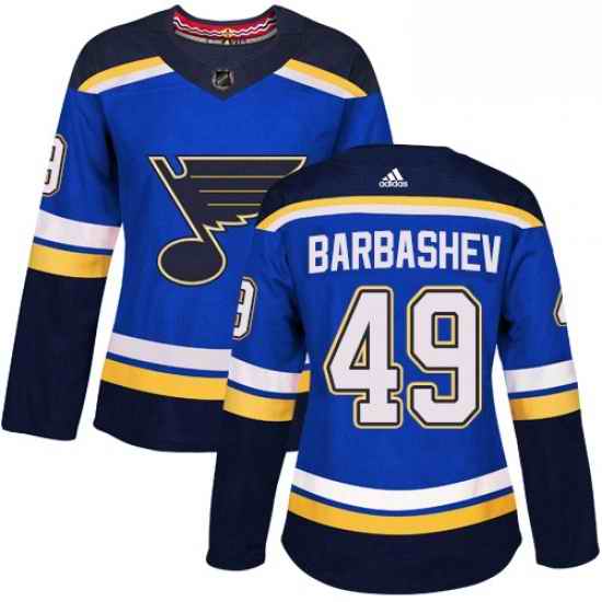 Womens Adidas St Louis Blues #49 Ivan Barbashev Authentic Royal Blue Home NHL Jersey