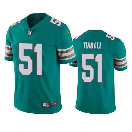 Men Miami Dolphins #51 Channing Tindall Aqua Color Rush Limited Stitched Football Jersey