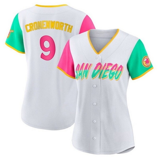 Women San Diego Padres #9 Jake Cronenworth 2022 White City Connect Cool Base Stitched Baseball Jersey