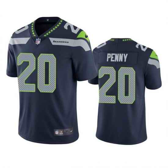 Men Seattle Seahawks #20 Rashaad Penny Navy Vapor Untouchable Limited Stitched Jersey