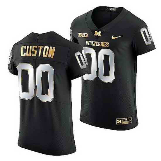 Michigan Wolverines Custom 2021 #22 Golden Edition Elite Football Black Jersey