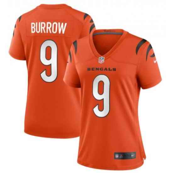 Women Cincinnati Bengals #9 Joe Burrow Orange Vapor Untouchable Limited Jersey