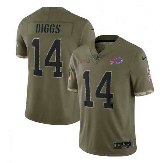 Men Buffalo Bills #14 Stefon Diggs Olive 2022 Salute To Service Limited Stitched Jersey