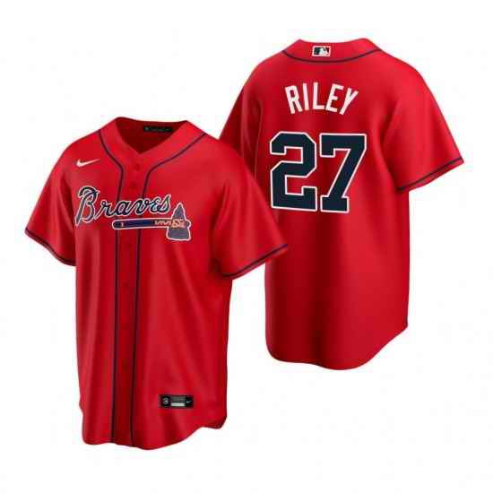 Youth Atlanta Braves #27 Austin Riley Cool Base MLB Stitched Jersey Red