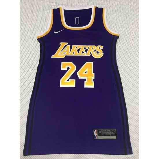 Women Los Angeles Lakers #24 Kobe Bryant Dress Stitched Jersey Purple
