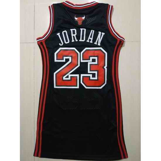 Women Chicago Bulls #23 Michael Jordan Dress Stitched Jersey Black II