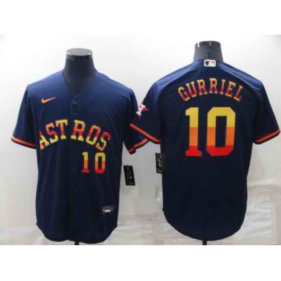Men Houston Astros #10 Yuli Gurriel 2022 Navy Cool Base Stitched Jerse