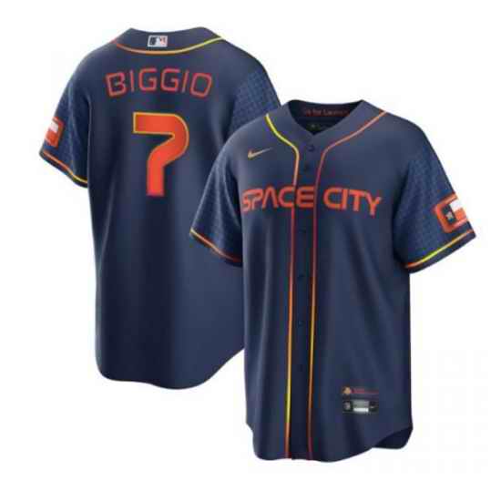 Men Houston Astros #7 Craig Biggio 2022 Navy City Connect Cool Base Stitched jersey