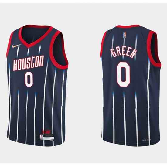 Men Houston Rockets #0 Jalen Green 2021 22 City Edition 75th Anniversary Navy Stitched Basketball Jersey