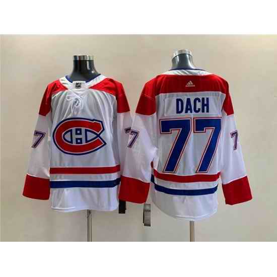 Men Montreal Canadiens #77 Kirby Dach White Stitched Jersey