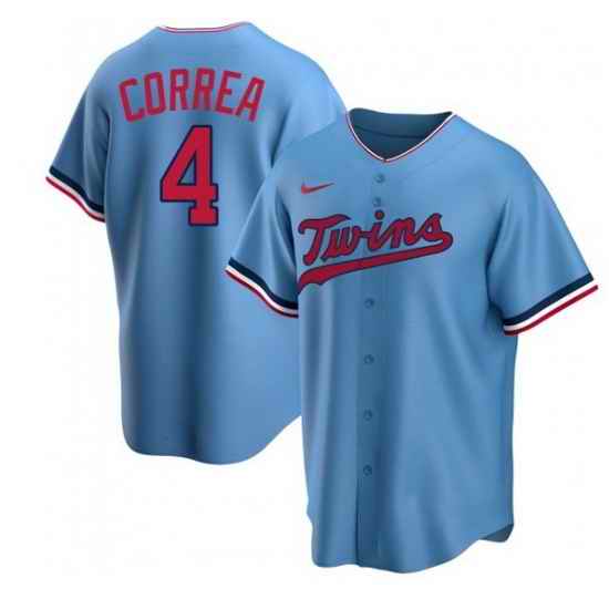 Men Minnesota Twins #4 Carlos Correa Blue Cool Base Stitched jersey