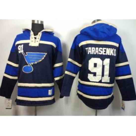 St.Louis Blues #91 Vladimir Tarasenko Blue Lace-Up NHL Hoodie