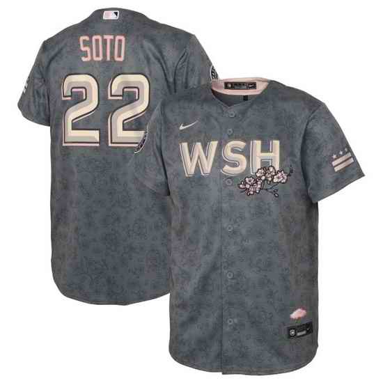 Youth Washington Nationals #22 Juan Soto 2022 Grey City Connect Cherry Blossom Stitched Baseball Jersey