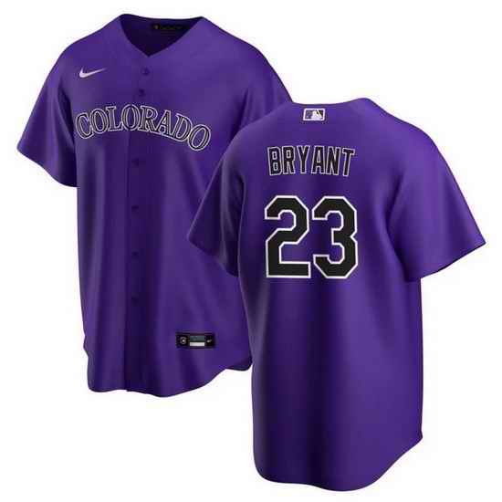 Men Colorado Rockies #23 Kris Bryant Purple Stitched Baseball jersey