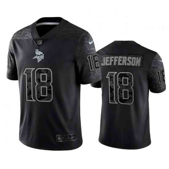 Men Minnesota Vikings #18 Justin Jefferson Black Reflective Limited Stitched Football Jersey