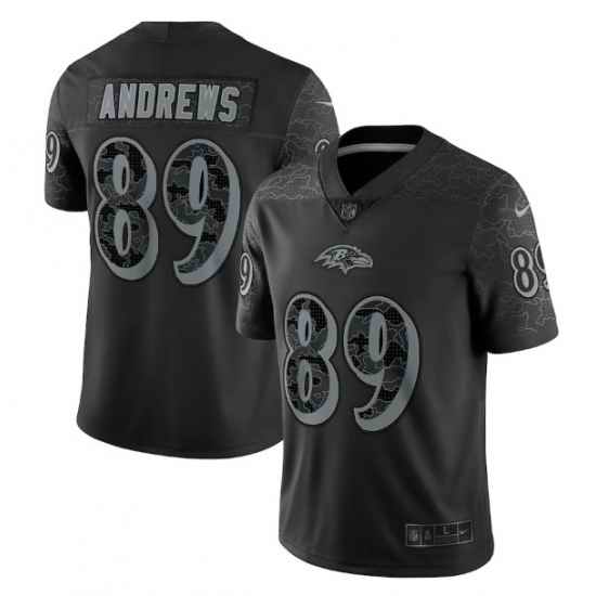 Men Baltimore Ravens #89 Mark Andrews Black Reflective Limited Stitched Football Jersey