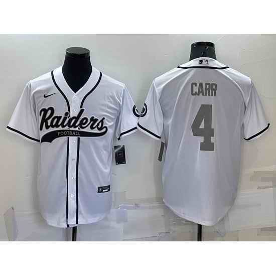 Men Las Vegas Raiders #4 Derek Carr White Grey Cool Base Stitched Baseball Jersey