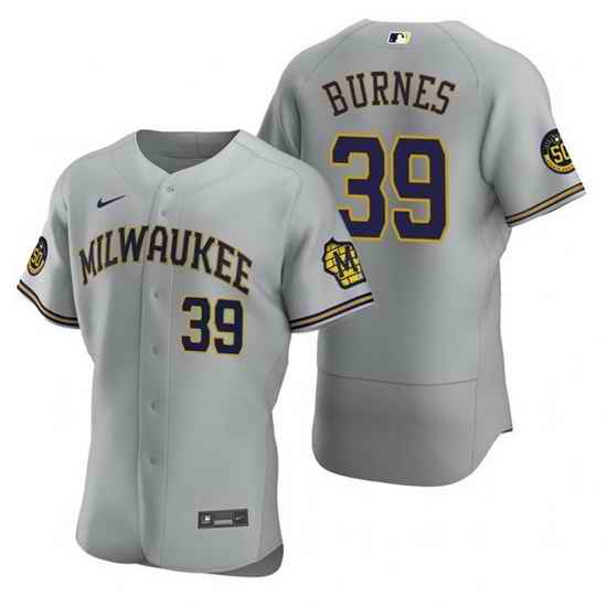 Men Milwaukee Brewers #39 Corbin Burnes Grey Flex Base Stitched MLB jersey