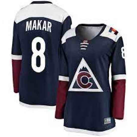 Women Adidas Colorado Avalanche #8 Cale Makar Navy Alternate Authentic Stitched NHL Jersey
