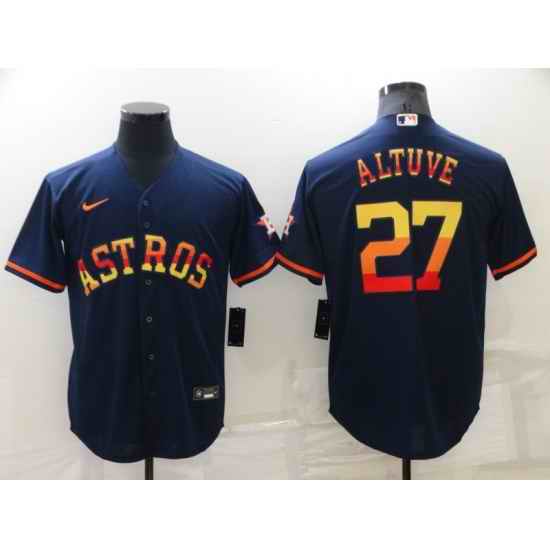 Men Houston Astros #27 Jose Altuve 2022 Navy Cool Base Stitched Jerse