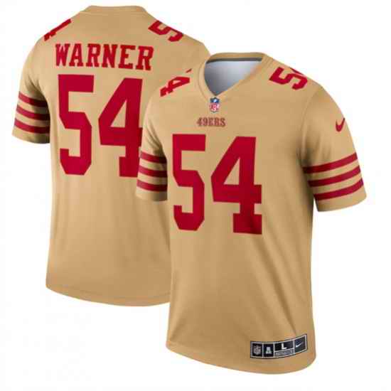 Men San Francisco 49ers #54 Fred Warner 2022 New Gold Inverted Legend Stitched Football Jersey