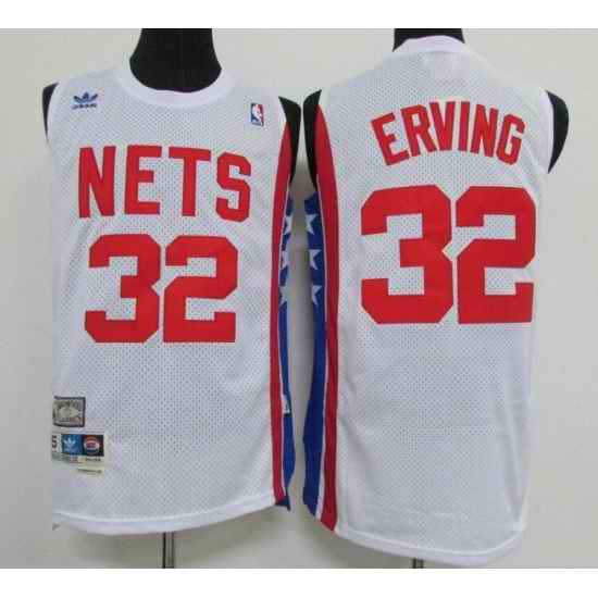 Men Adidas Brooklyn Nets #32 Julius Erving White ABA Retro Throwback NBA Jersey