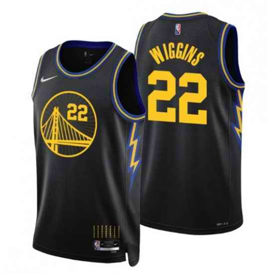 Men Golden State Warriors #22 Andrew Wiggins 2021 #22 City Edition Black 75th Anniversary Stitched Basketball Jersey