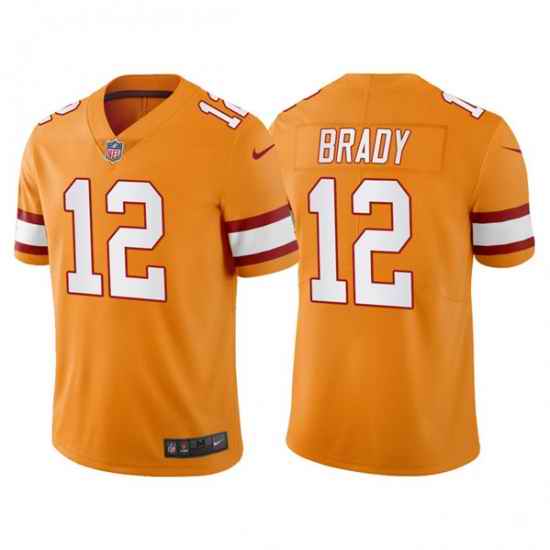 Men's Tampa Bay Buccaneers #12 Tom Brady Orange Vapor Untouchable Limited Stitched Jersey