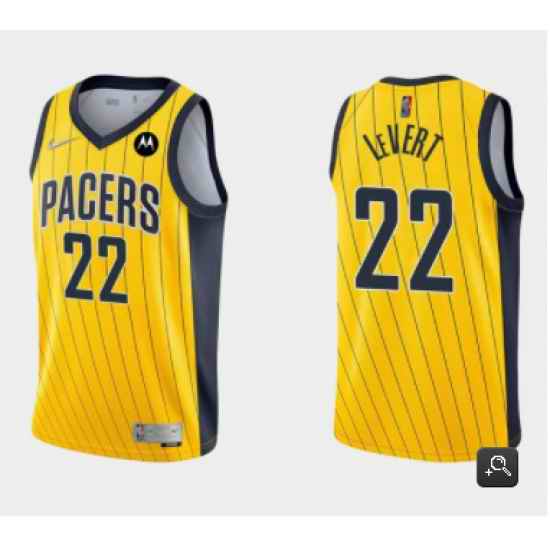Men Indiana Pacers #22 Caris LeVert Yellow Swingman Stitched Jersey