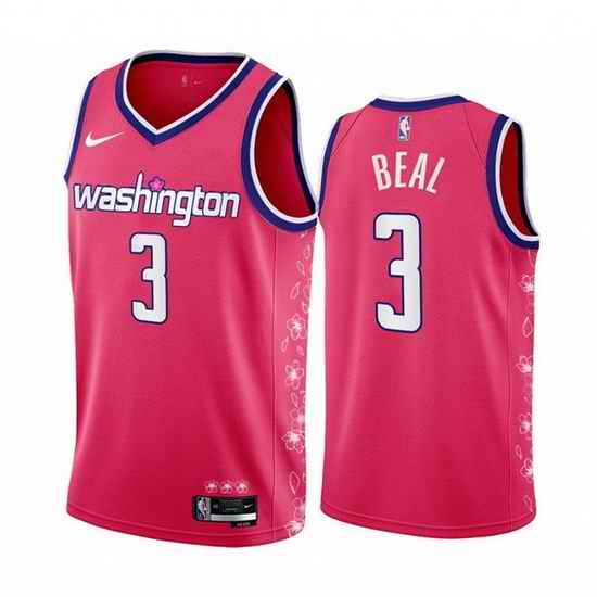 Men Washington Wizards #3 Bradley Beal 2022 23 Pink Cherry Blossom City Edition Limited Stitched Basketball Jersey