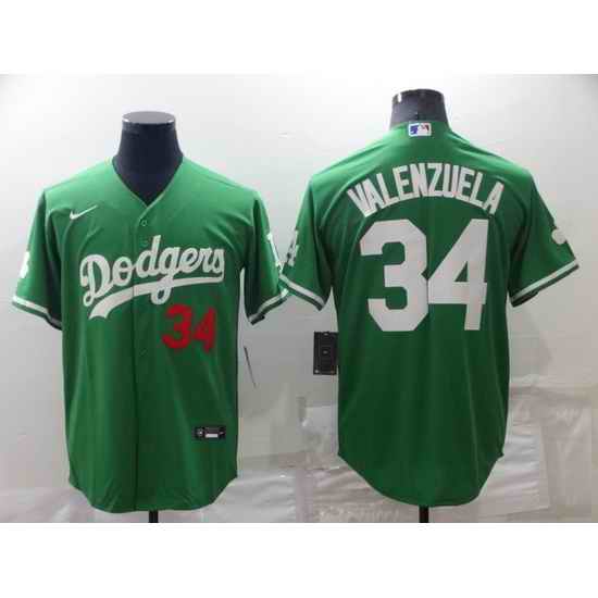 Men Los Angeles Dodgers #34 Toro Valenzuela Green Stitched Baseball Jerse