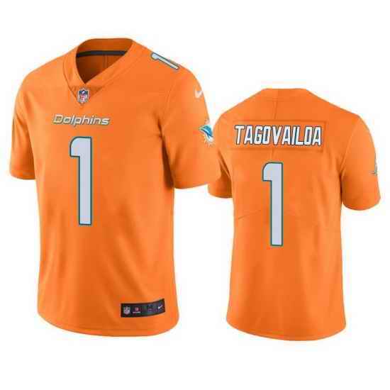 Youth Nike Dolphins #1 Tua Tagovailoa Aqua Youth Orange Vapor Untouchable Limited Jersey