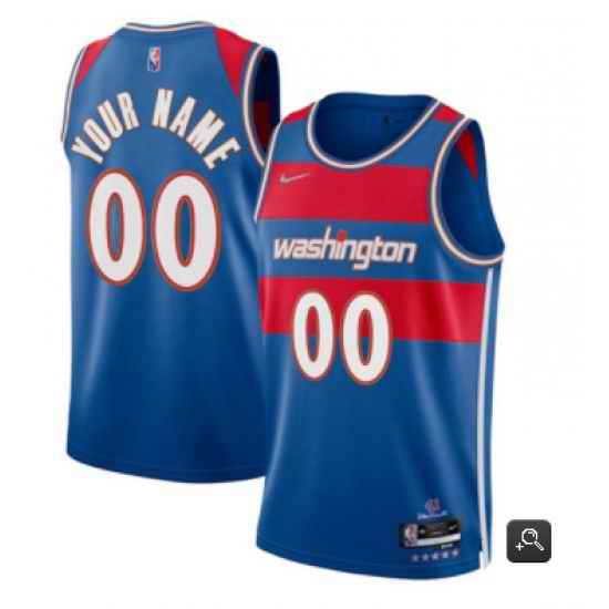 Men Women Youth Toddler Washington Wizards Active Player Custom 75th Anniversary 2021 2022 Blue City Edition Swingman Stitched Jersey