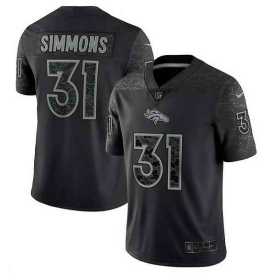 Men Denver Broncos #31 Justin Simmons Black Reflective Limited Stitched Football Jersey