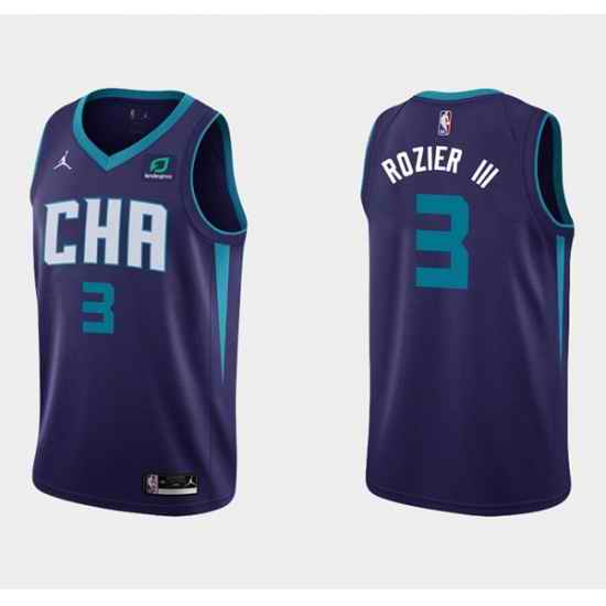 Men Charlotte Hornets #3 Terry Rozier III Purple Stitched Basketball Jersey