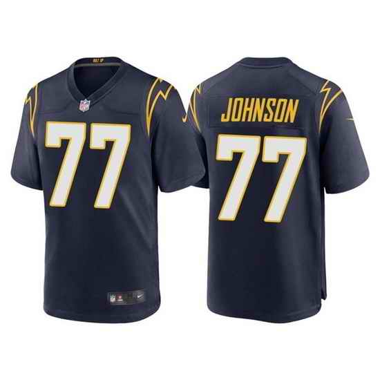 Men Los Angeles Chargers #77 Zion Johnson Navy Limited Stitched jersey