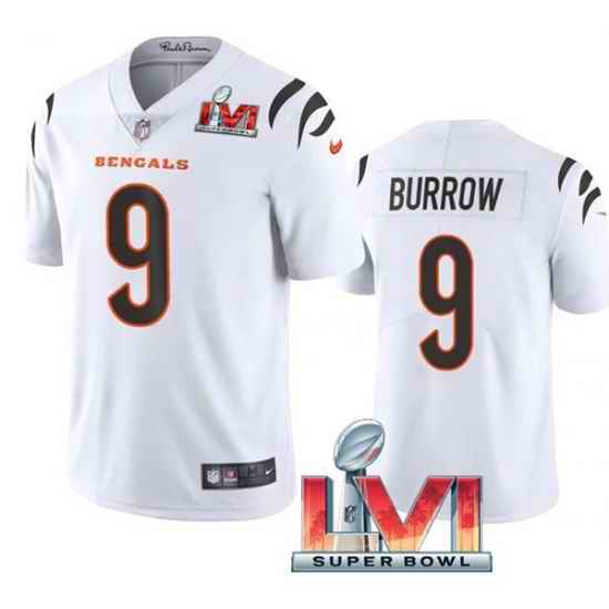 Nike Cincinati Bengals #9 Joe Burrow White 2022 Super Bowl LVI Vapor Limited Jersey