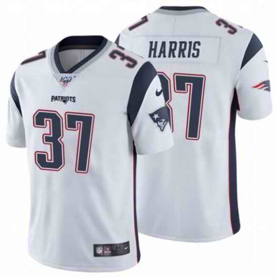 Nike New England Patriots #37 Damien Harris White 100th Season Vapor Untouchable Limited Jersey