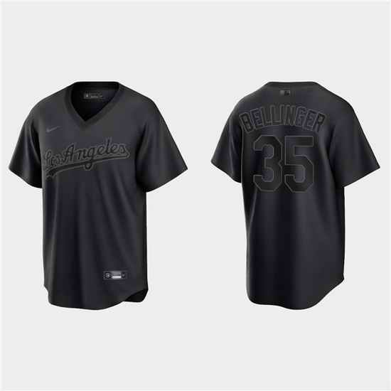 Men Los Angeles Dodgers #35 Cody Bellinger Black Pitch Black Fashion Replica Stitched Jersey