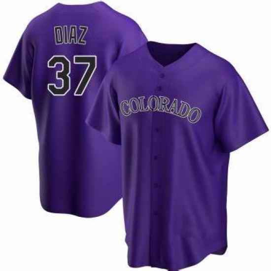 Men Nike Colorado Rockies #37 Jairo Diaz Purple Black Flex Base MLB Jersey