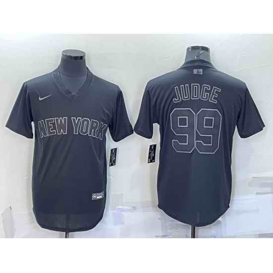 Men New York Yankees #99 Aaron Judge Black Pitch Black Fashion Replica Stitched Jersey