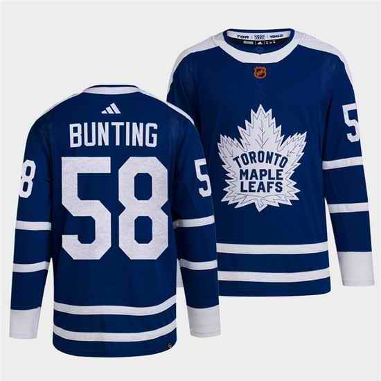 Men Toronto Maple Leafs Black #58 Michael Bunting Blue 2022 Reverse Retro Stitched Jersey